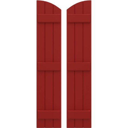 Ekena Millwork Americraft 3-Board (3 Batten) Wood Joined Board-n-Batten Shutters w/Ellipt Top, ARW401BE311X52BRH, PR ARW401BE311X52BRH